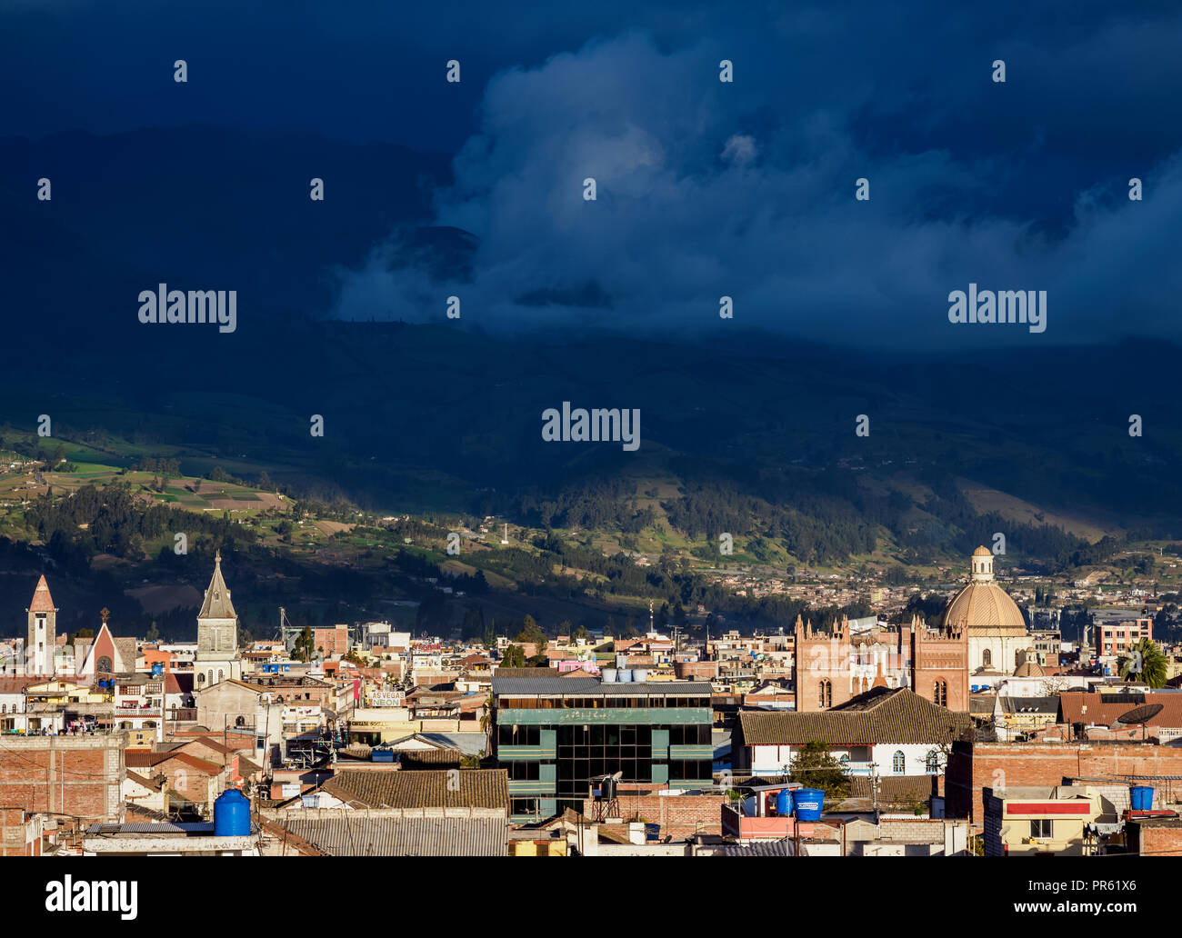 Riobamba Skyline, elevated view, Chimborazo Province, Ecuador Stock ...
