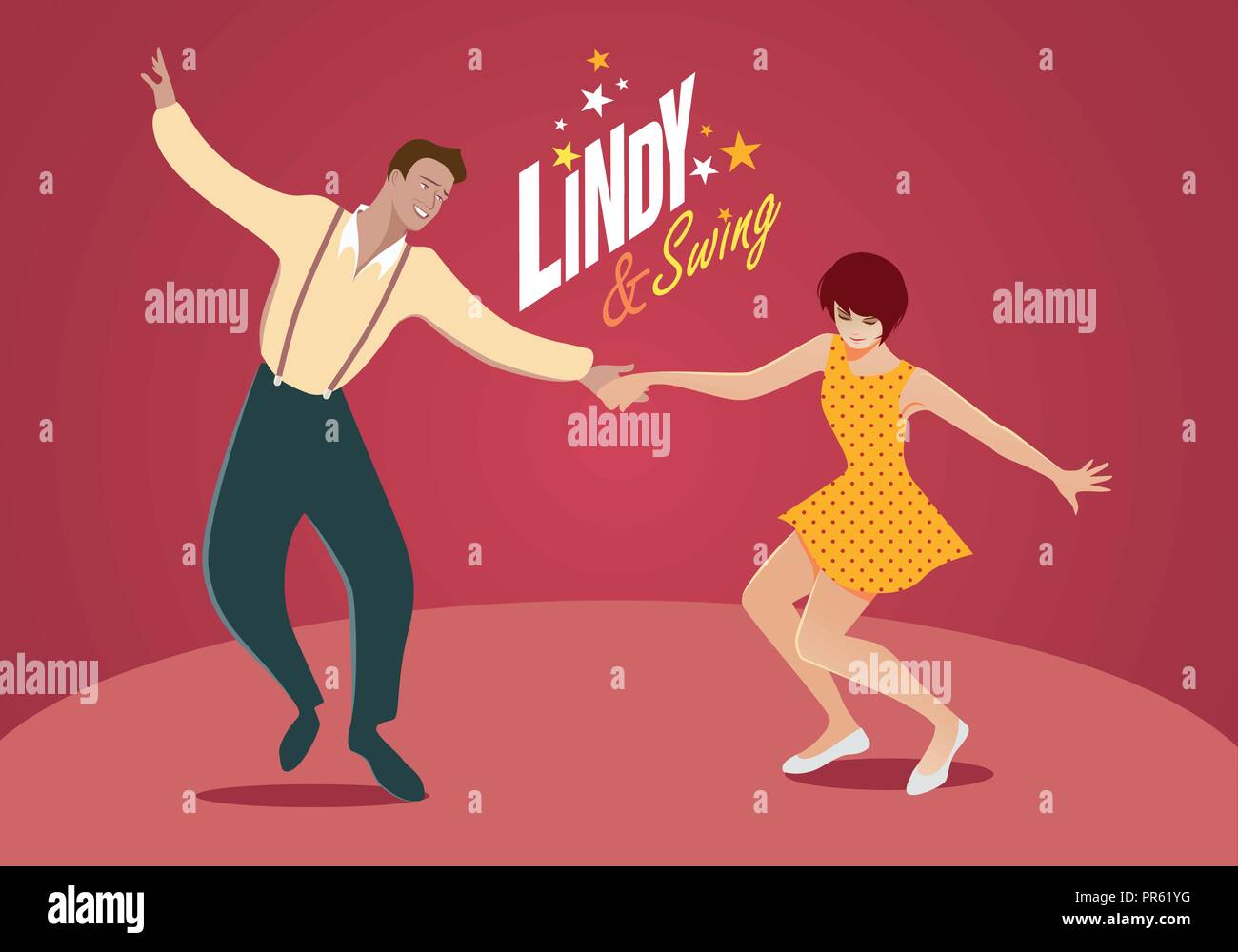 Young couple dancing swing or lindy hop Stock Vector