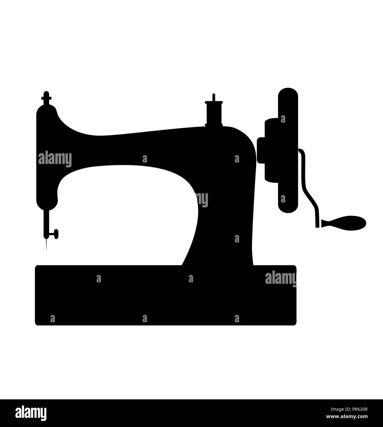 Sewing machine background vector Black and White Stock Photos & Images ...