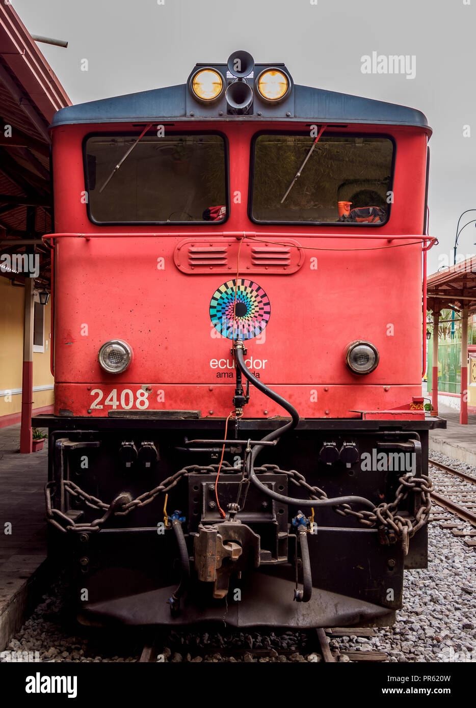Train at Railway Station in Riobamba, Chimborazo Province, Ecuador