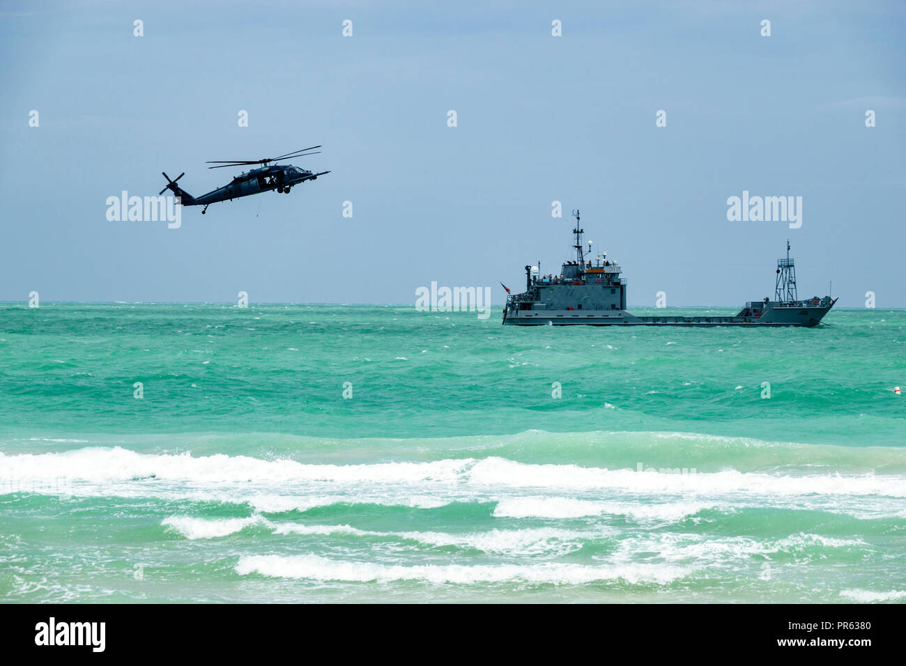 Miami Beach Florida,National Salute to America's Heroes Air & Sea water Show,Sikorsky MH-60G/HH-60G Pave Hawk twin-turboshaft engine helicopter,Atlant Stock Photo