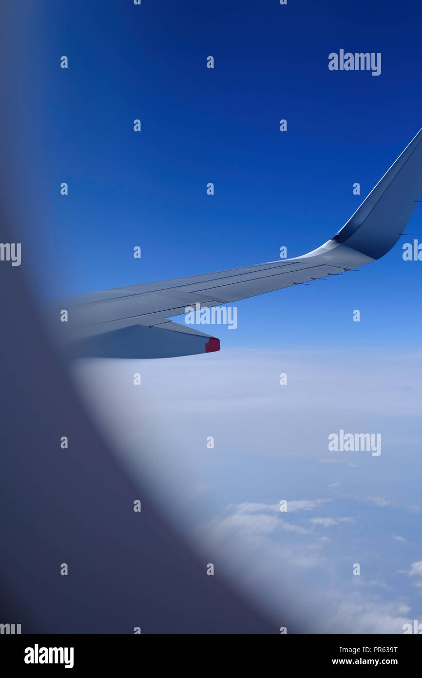 View from a window seat, Airplane Stock Photo