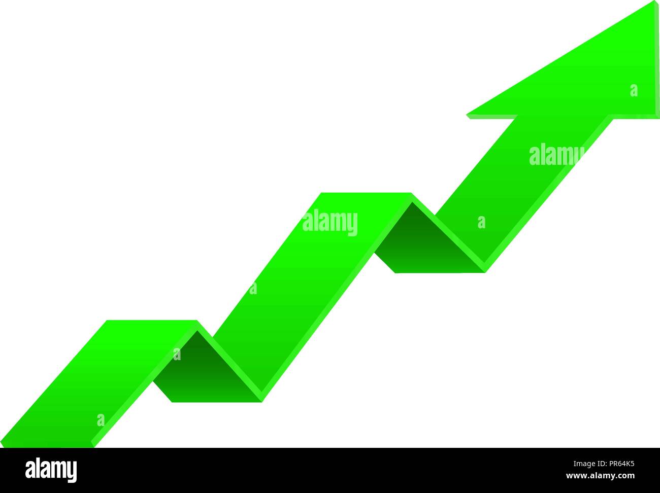 Green UP arrow. Financial indication sign Stock Vector