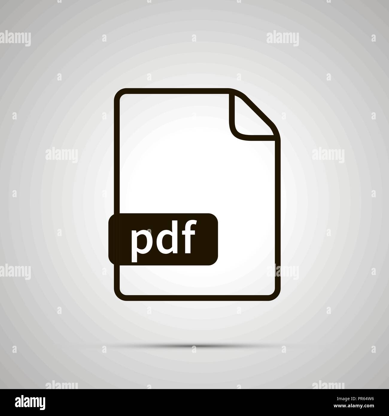 Simple black file icon with PDF extension on gray Stock Vector