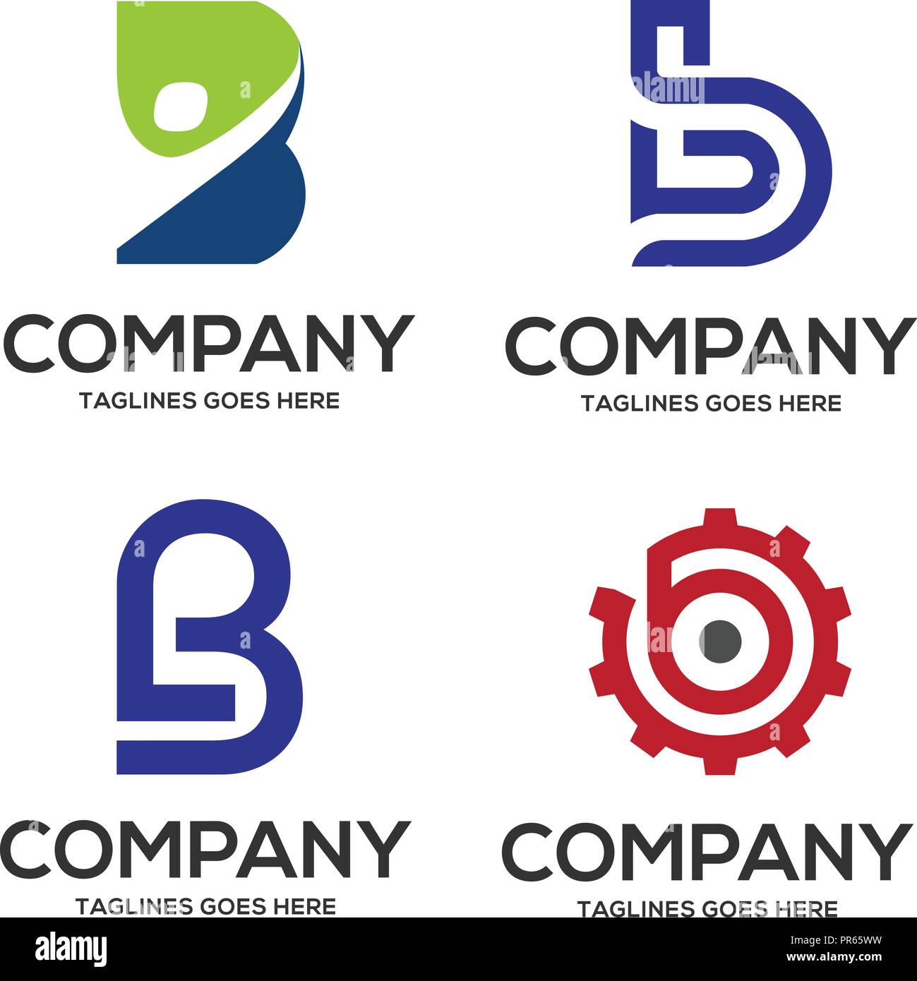 B letter logo design vector illustration logo set, B letter logo vector, letter B logo vector, creative Letter B letter logo Stock Vector
