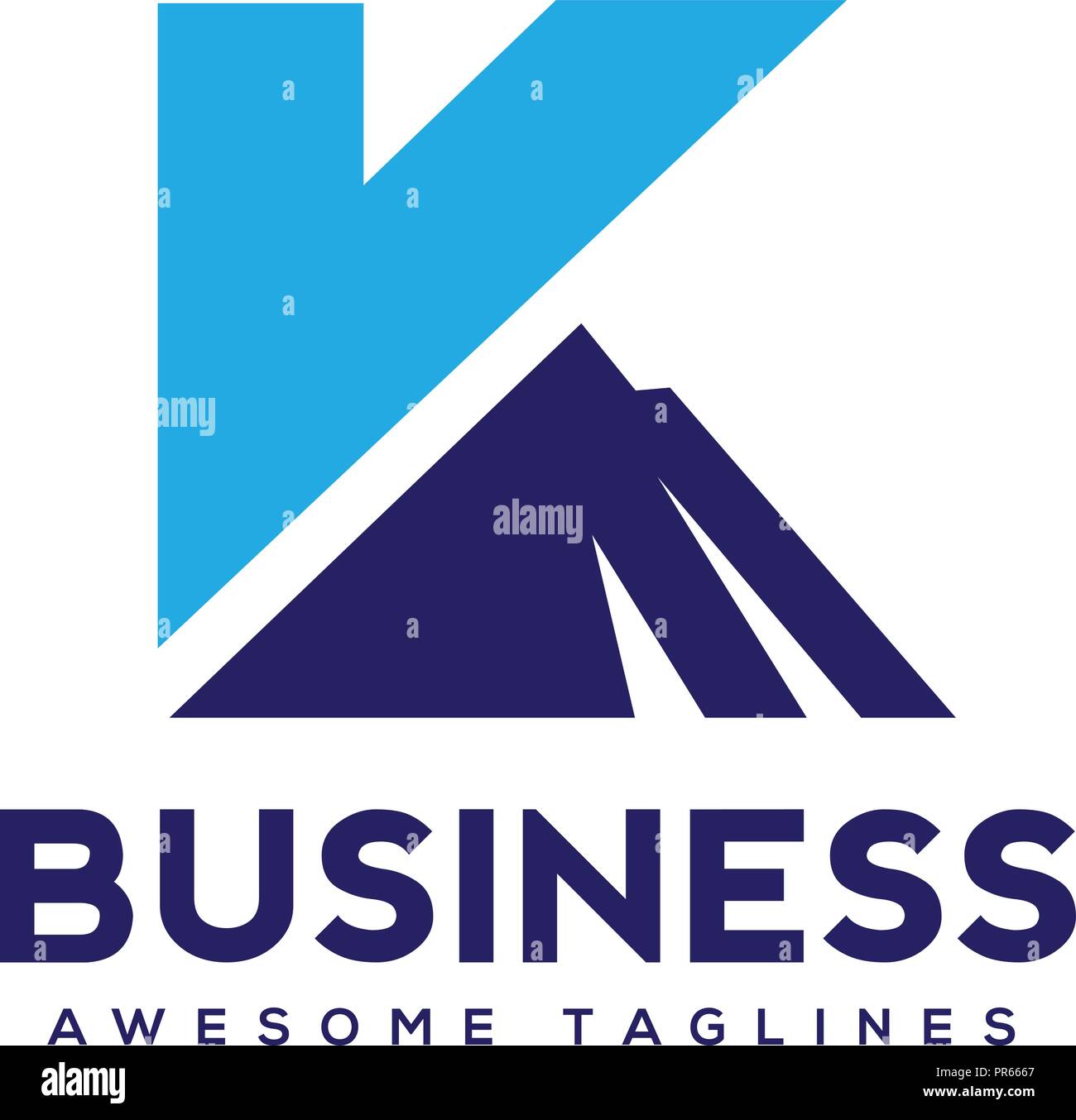 creative and simple letter K with mountain logo blue Stock Vector