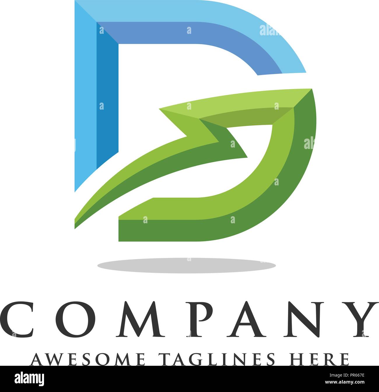 Letter D lightning logo icon design template elements, flash letter D logo vector, strong letter D logo Stock Vector