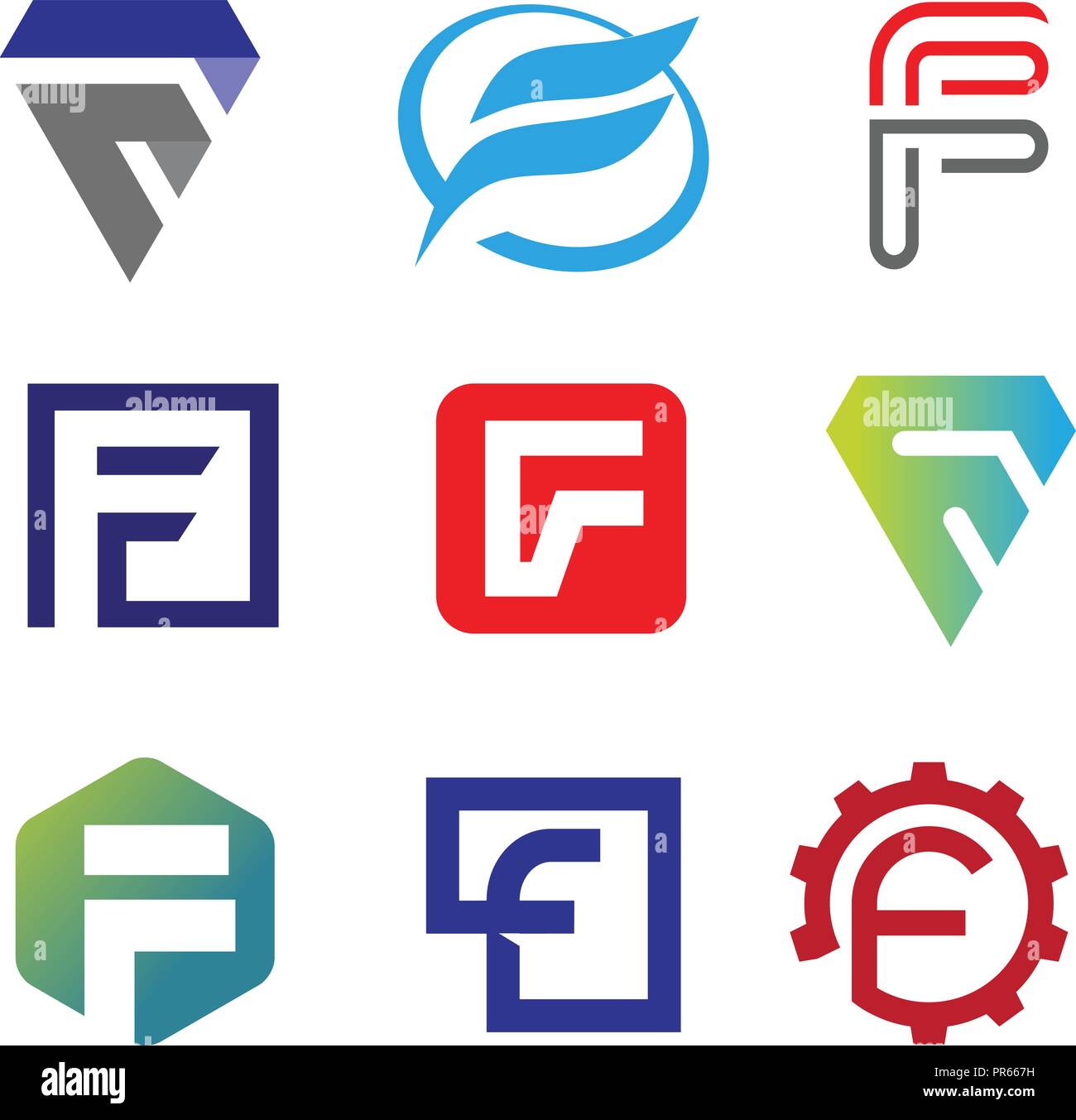 unique letter F creative logo set vector illustration, Logo for