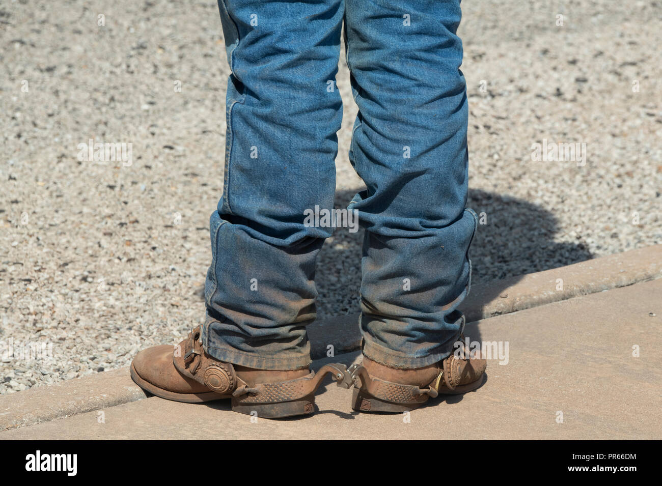 Australia, Northern Territory, Katherine. Detail of typical Outback cowboy  boots, jeans and spurs Stock Photo - Alamy