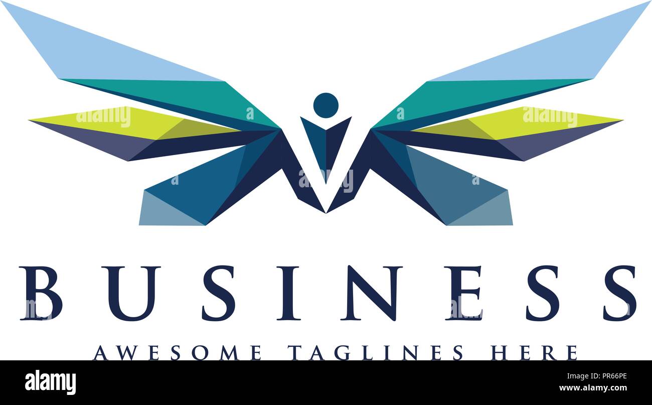 Strong Wings Abstract Bold Color Logo Winged Logo Company And