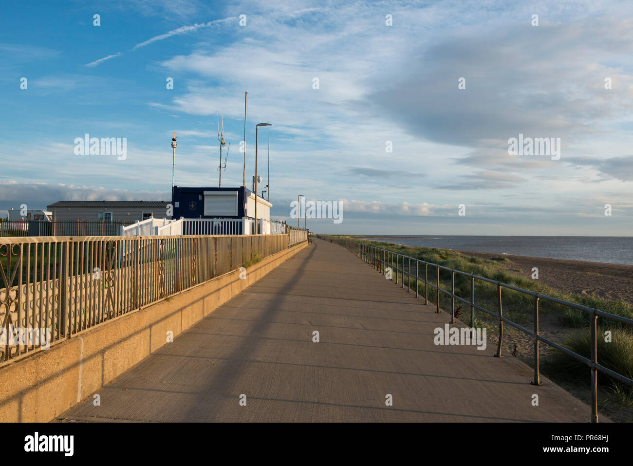 Out of season and empty along the seafront at Winthorpe, Skegness, UK Stock Photo