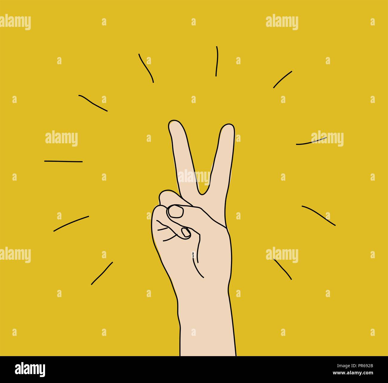 Hand victory gesture sign win expression symbol Stock Vector