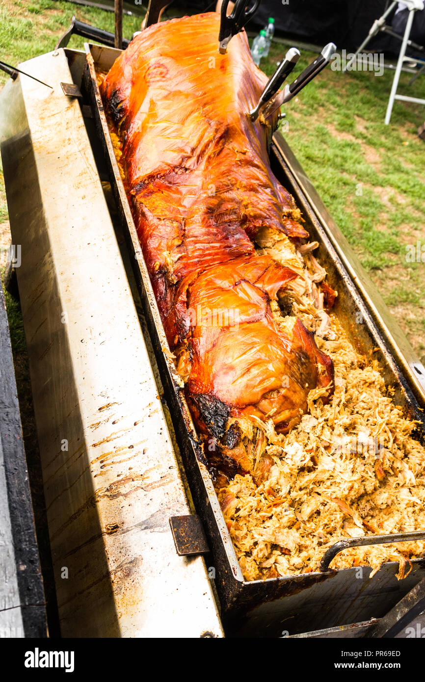 Cooked pork hog roast ready for serving Stock Photo Alamy