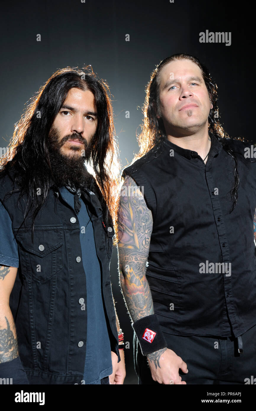 Machine Head portraits photographed on the Mayhem Tour in Tindley Park, Illinois. Aug.5,2011