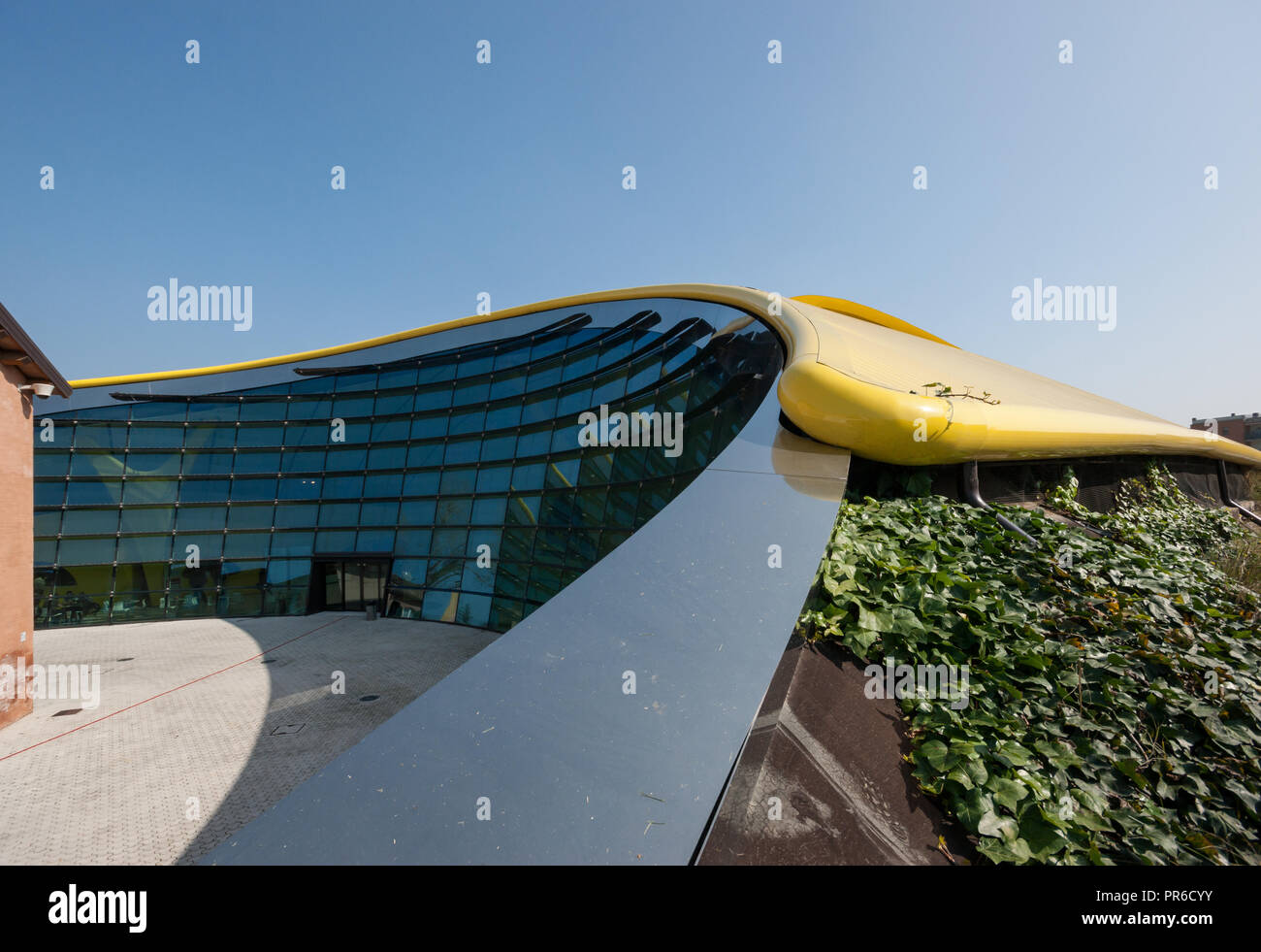 The Museo Enzo Ferrari automobile museum, Modena, Italy, official museum of Ferrari; building (2012) designed by British architects Future Systems Stock Photo