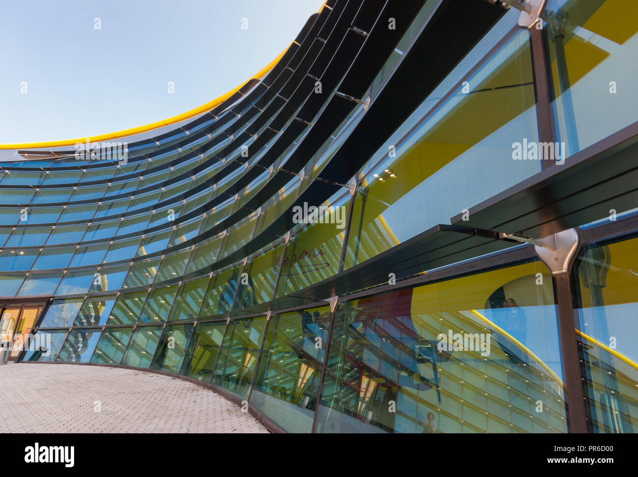 The Museo Enzo Ferrari automobile museum, Modena, Italy, official museum of Ferrari; building (2012) designed by British architects Future Systems Stock Photo