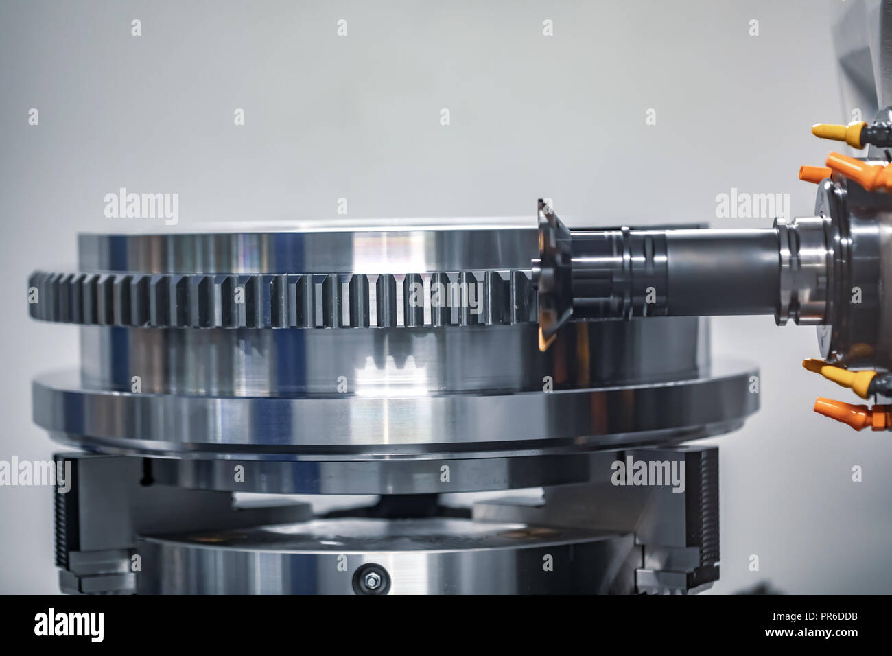 Metalworking CNC milling machine. Cutting metal modern processing