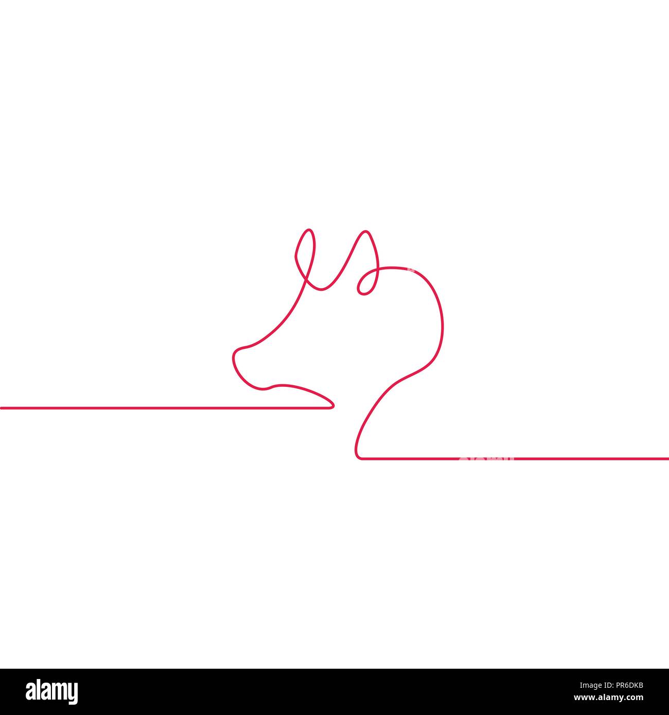 One line design silhouette of pig. Minimalistic style vector illustration. Flat style. Stock Vector