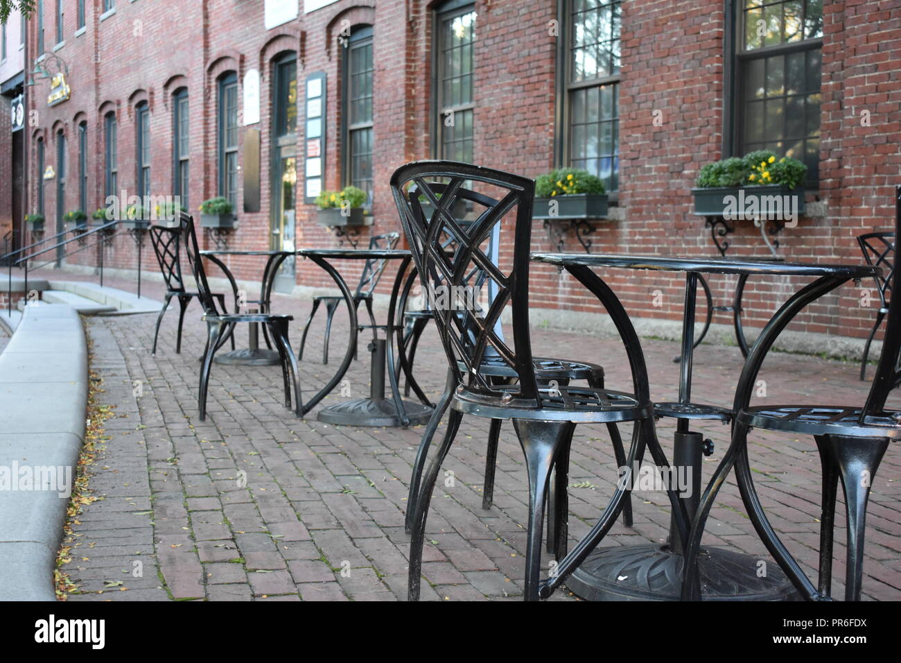 Café outdoor seating Stock Photo