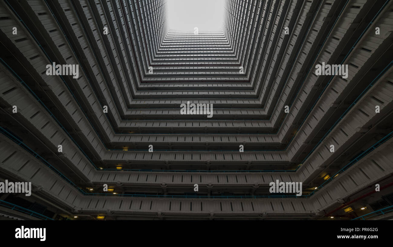 Inside square building, Hong Kong, Ping Shek estate Stock Photo