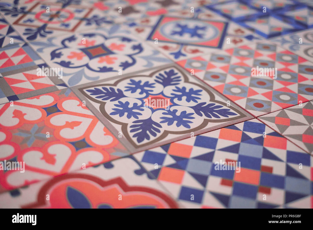 patchwork pattern tile  closeup - colorful design  , Stock Photo