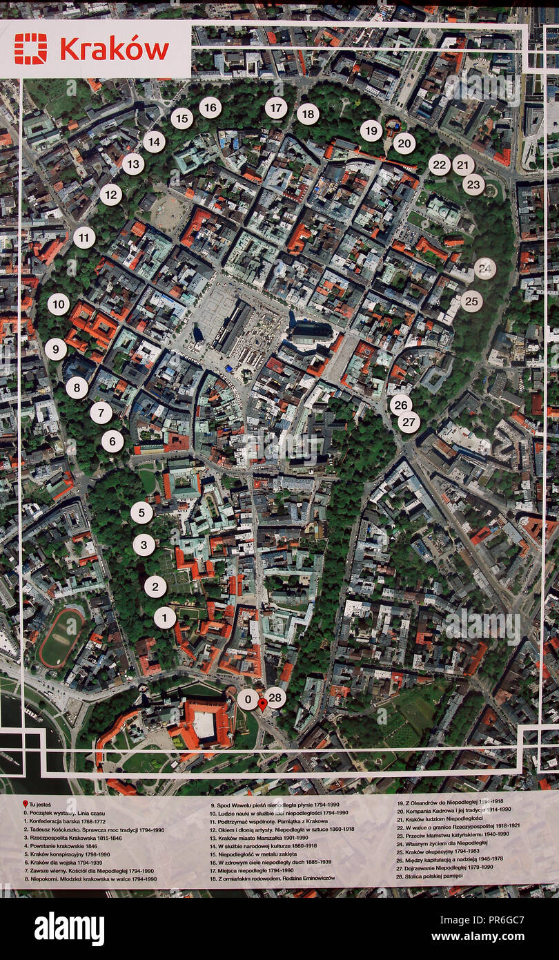 Krakow Old Town Map Old Town In Krakow, Poland Stock Photo - Alamy