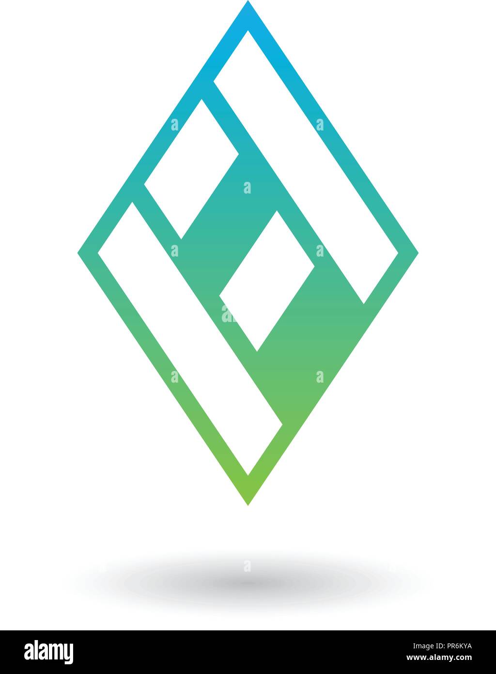 Vector Illustration of Blue and Green Diamond Shaped Letter A isolated on a White Background