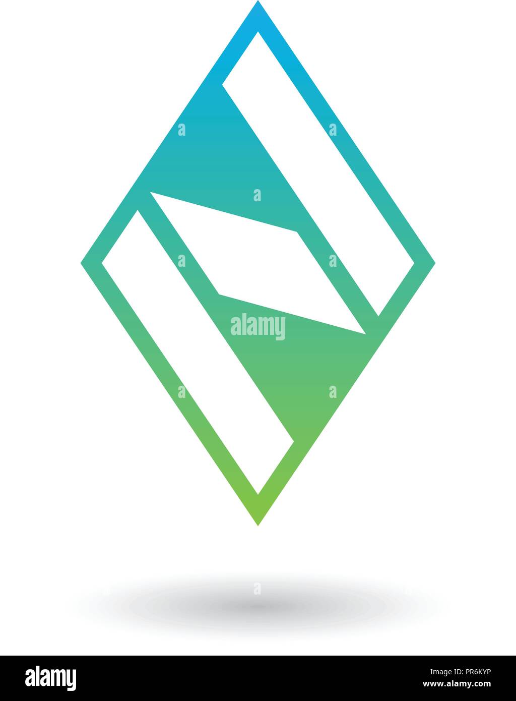 Vector Illustration of Blue and Green Diamond Shaped Letter N isolated on a White Background Stock Vector