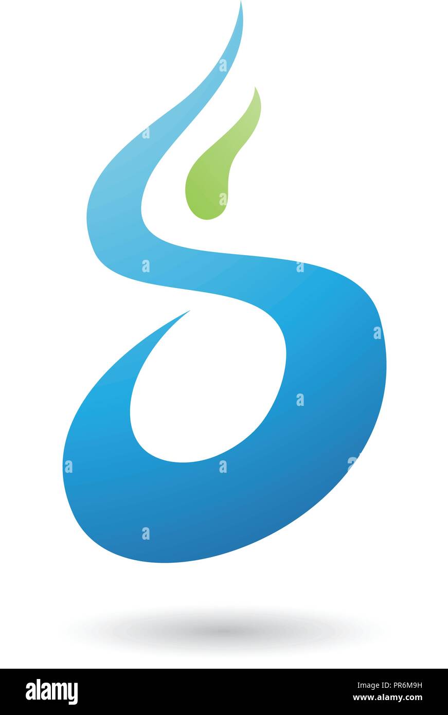 Vector Illustration of Blue Letter S Shaped Fire Icon isolated on a ...