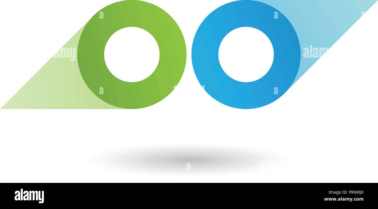 Vector Illustration of Green and Blue Binoculars Shaped Round Icon isolated on a White Background Stock Vector