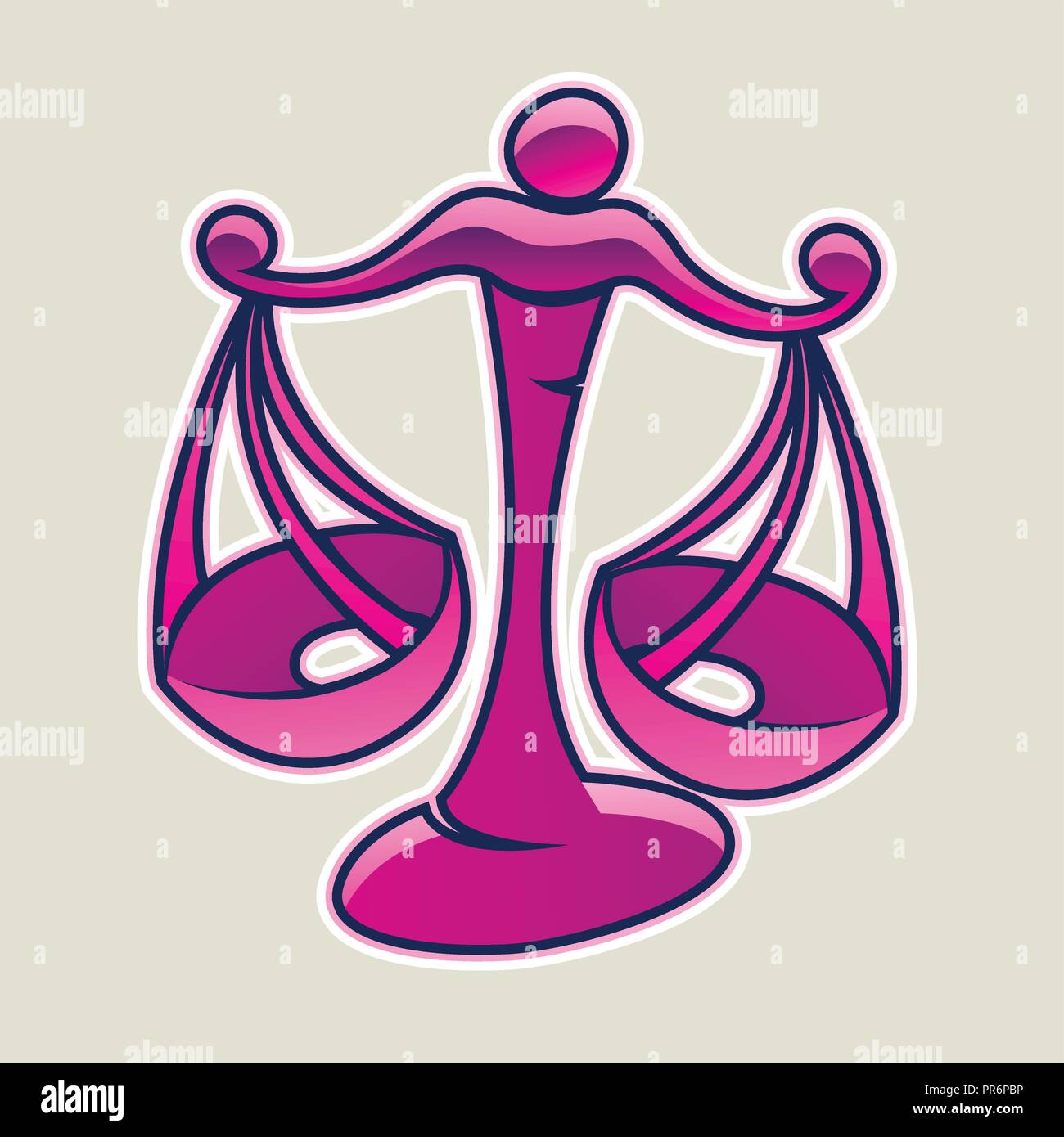 Vector Illustration of Magenta Scales and Libra Icon isolated on a ...