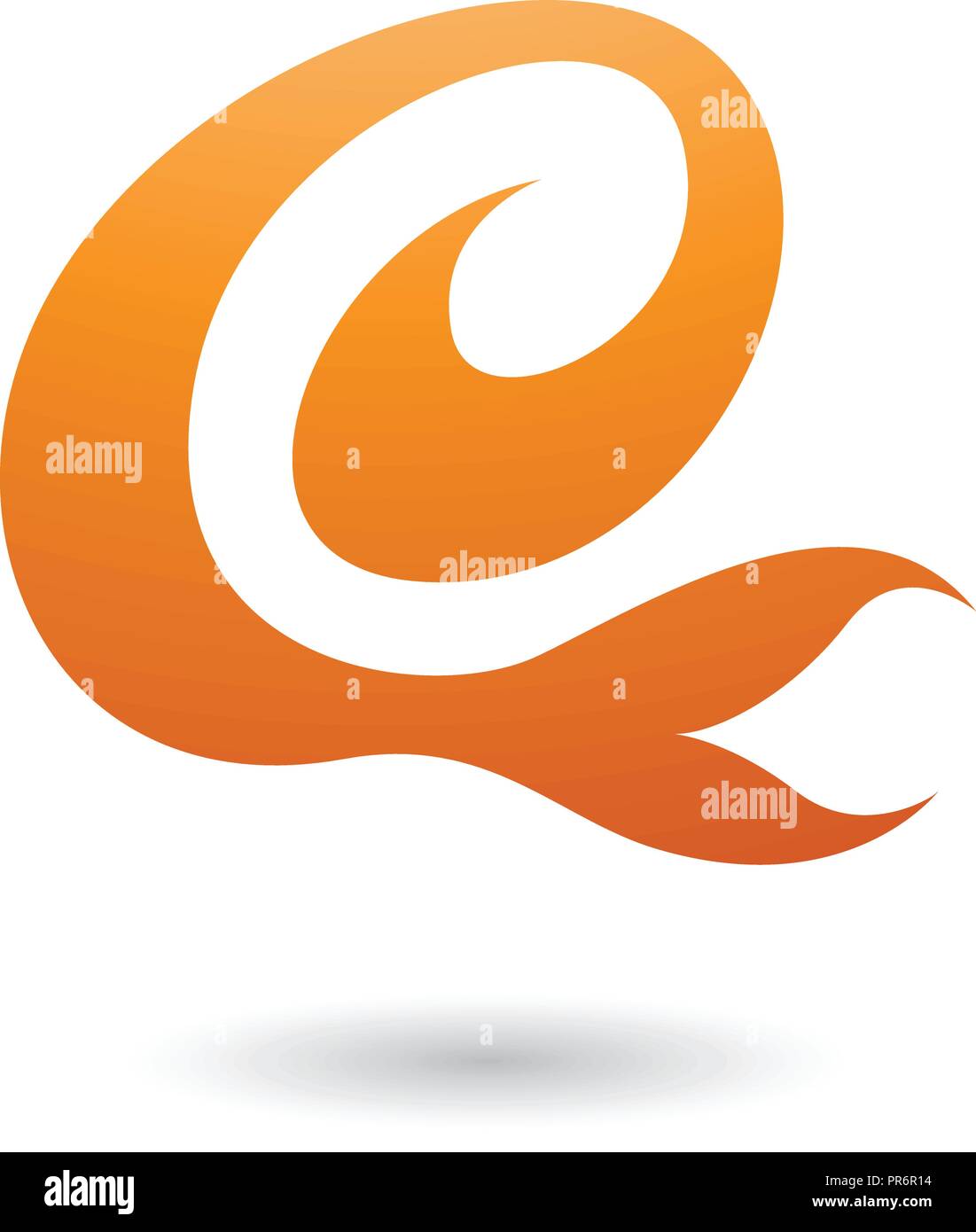 Vector Illustration of Orange Curvy Fun Letter E isolated on a White Background Stock Vector