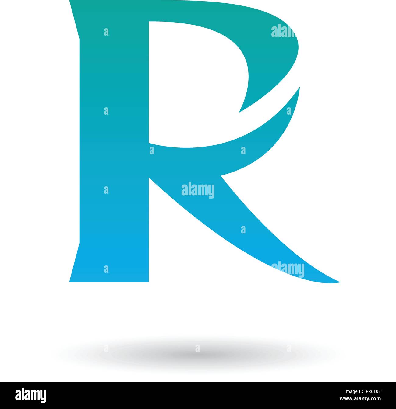 Vector Illustration of Persian Green and Blue Gradient R with a Spiky Tail isolated on a White Background Stock Vector