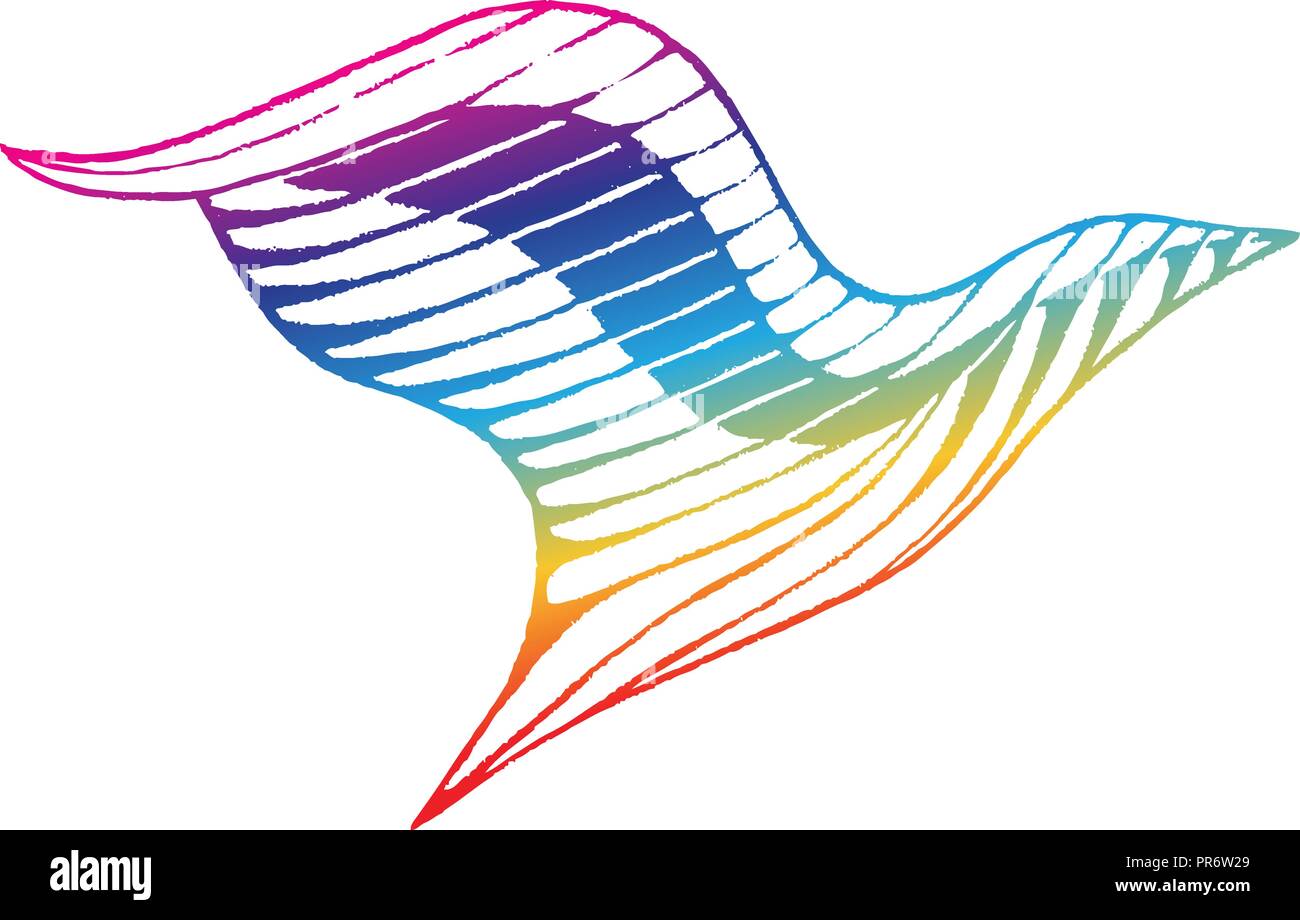 Illustration of Rainbow Colored Vectorized Ink Sketch of Eagle isolated on a White Background Stock Vector