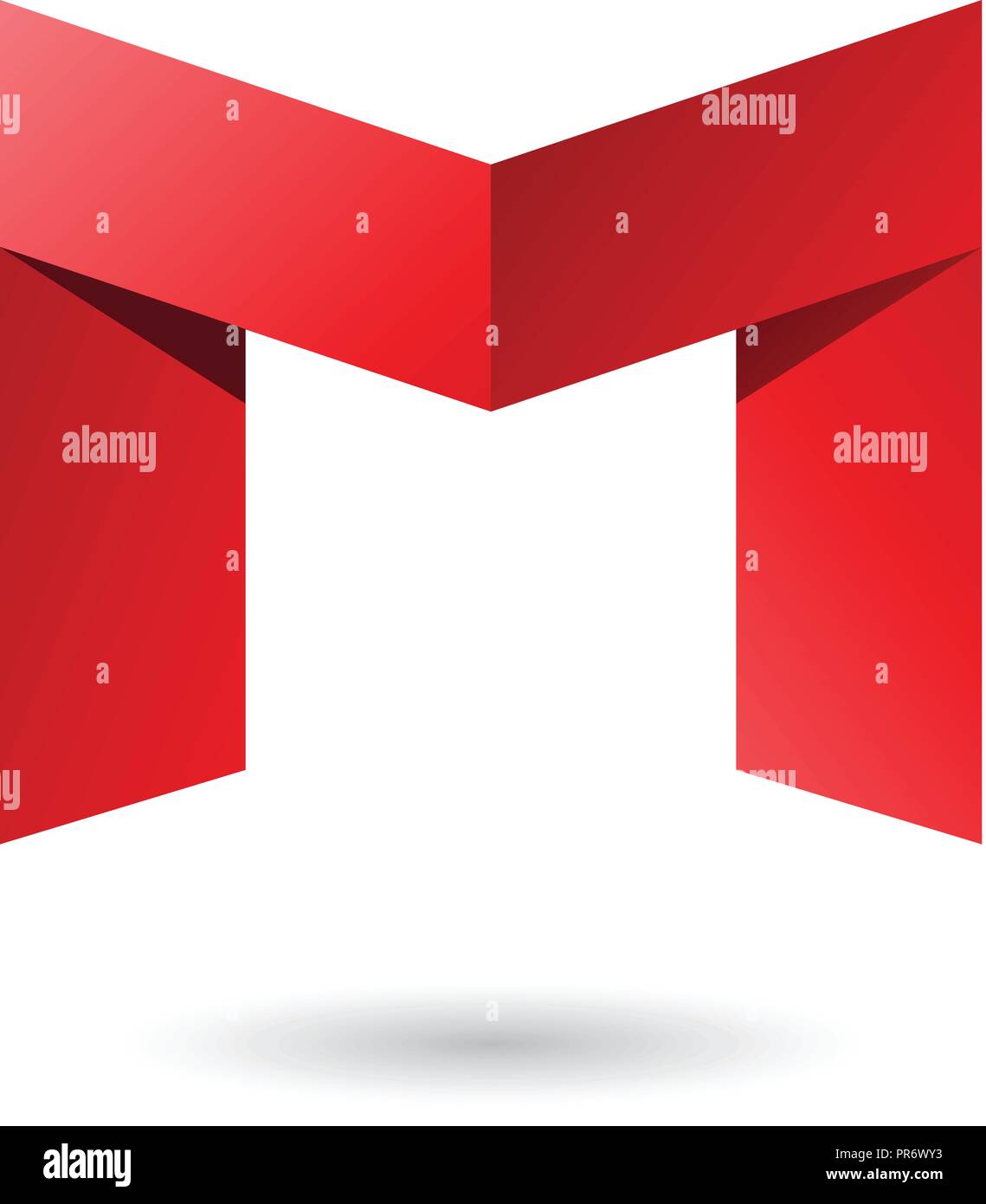 Vector Illustration of Red Folded Paper Letter M isolated on a White ...