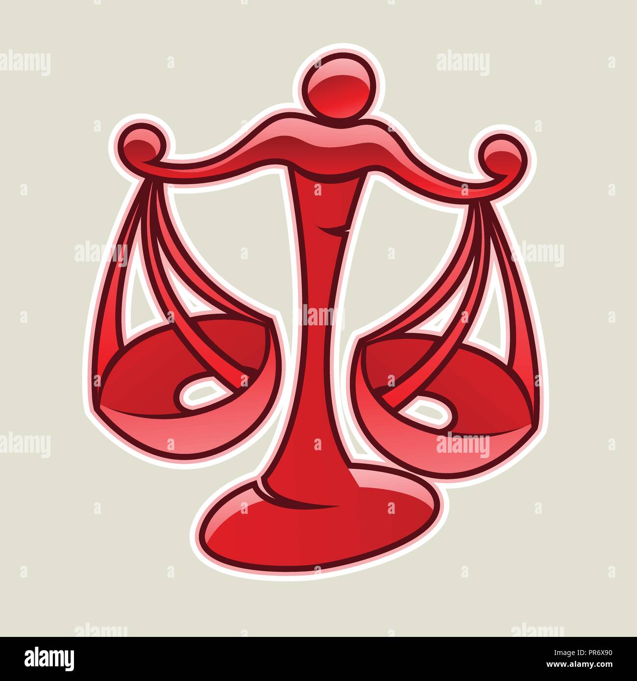 Vector Illustration of Red Scales and Libra Icon isolated on a White ...