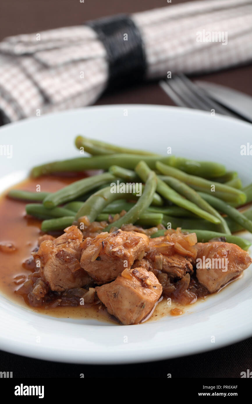 Goulash with steamed green beans Stock Photo Alamy