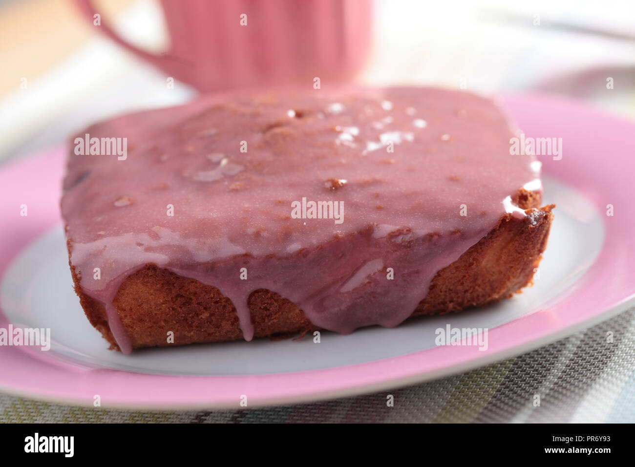 Homemade cake with frut topping on a plate Stock Photo