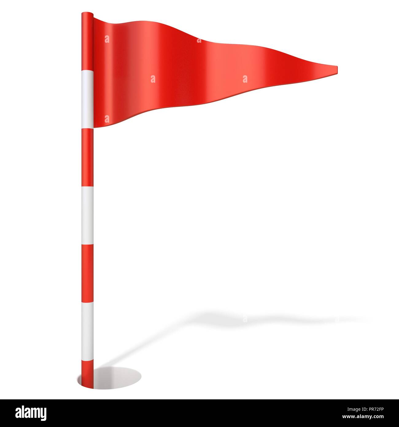 Red golf flag in hole cartoon 3D rendering illustration isolated on ...