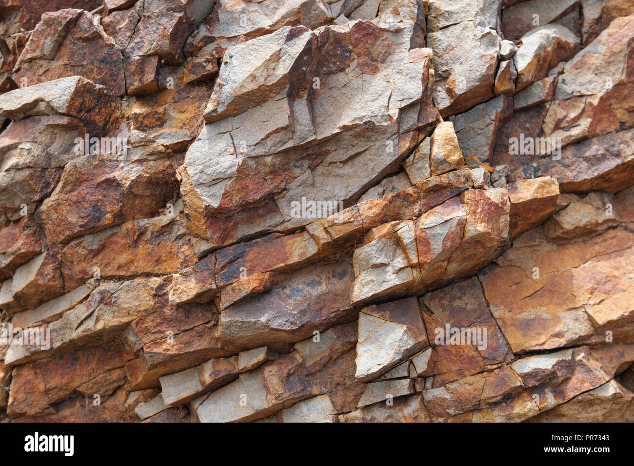 cracked rocks, shale stone rock  texture closeup - Stock Photo