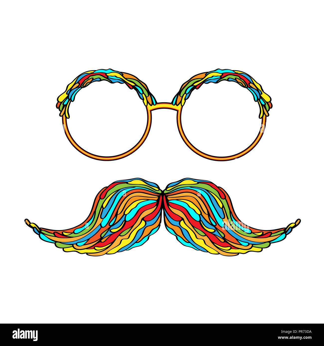 Man glass and mustache colorful image. Vector illustration,. Stock Vector