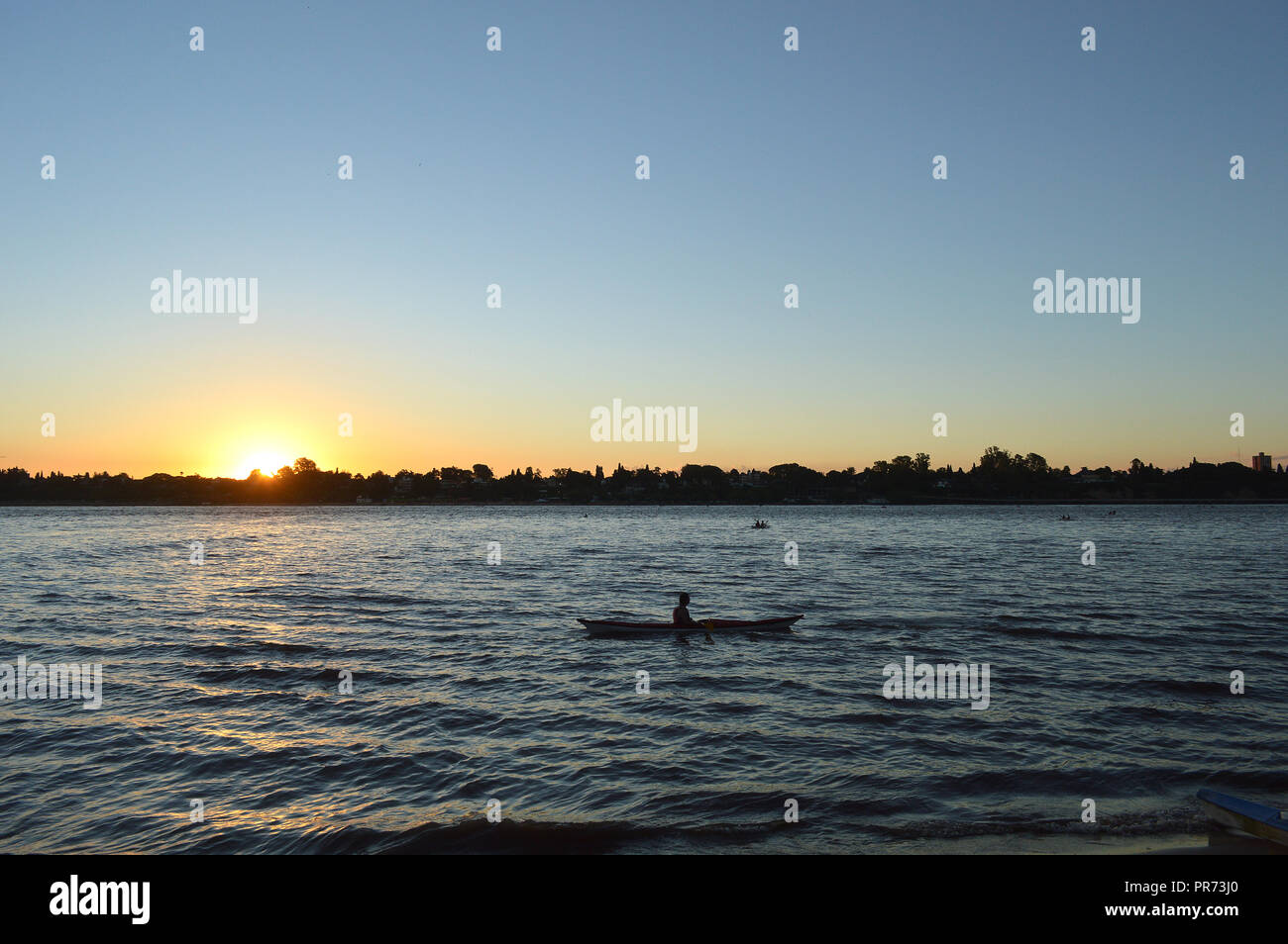 Sunset at Parana River, Rosario, Argentina. Stock Photo