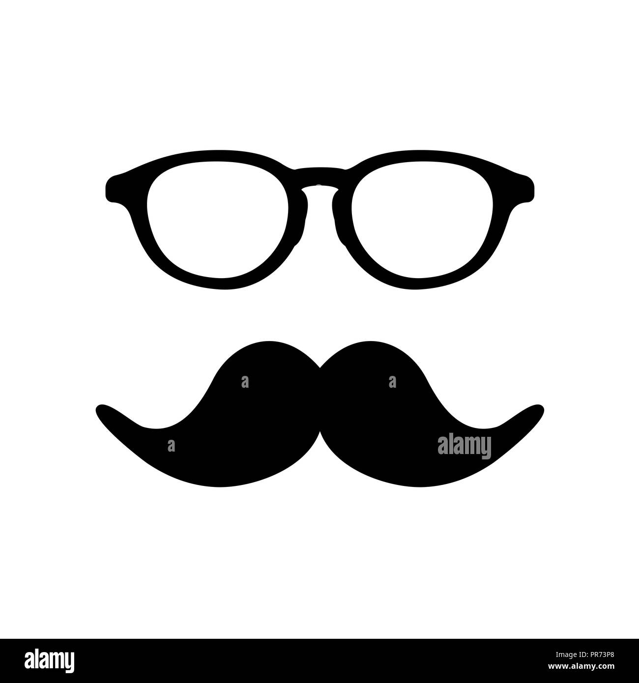 Man glass and mustache image. Vector illustration. Stock Vector