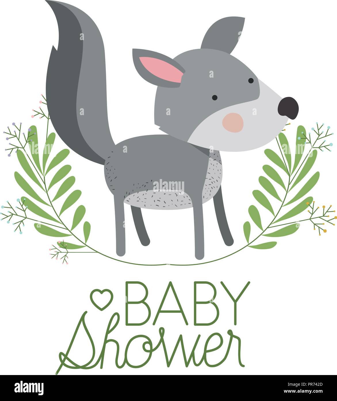 cute dog with wreath baby shower card vector illustration design Stock