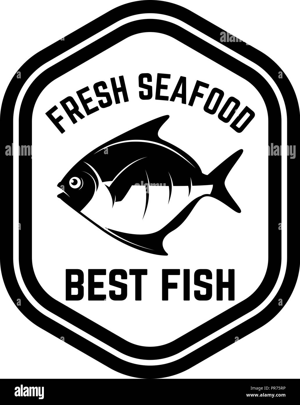 Fresh seafood. Emblem template with fish. Design element for logo