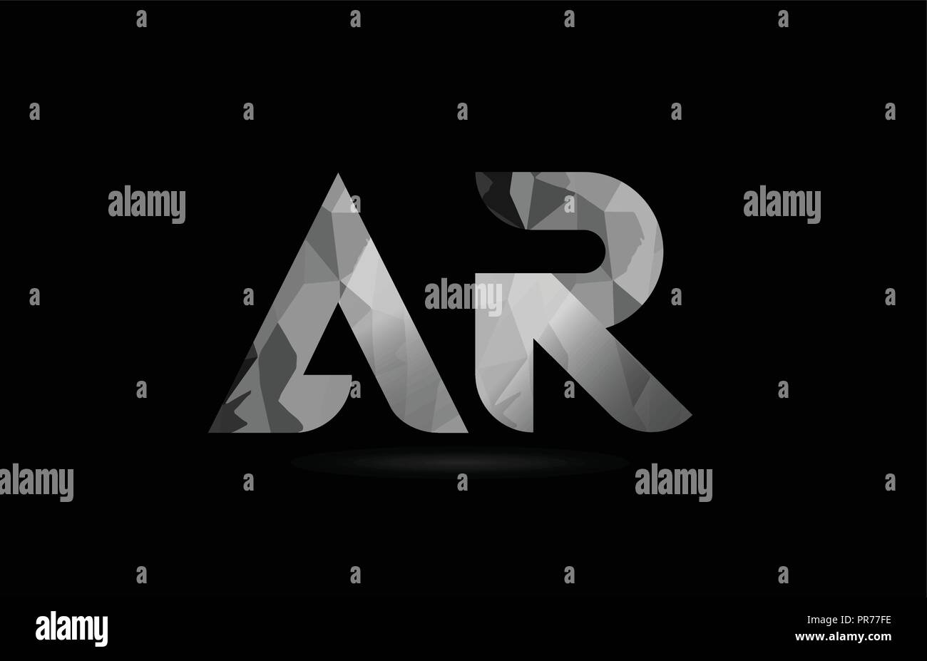 black and white alphabet letter ar a r logo combination design suitable for a company or business Stock Vector