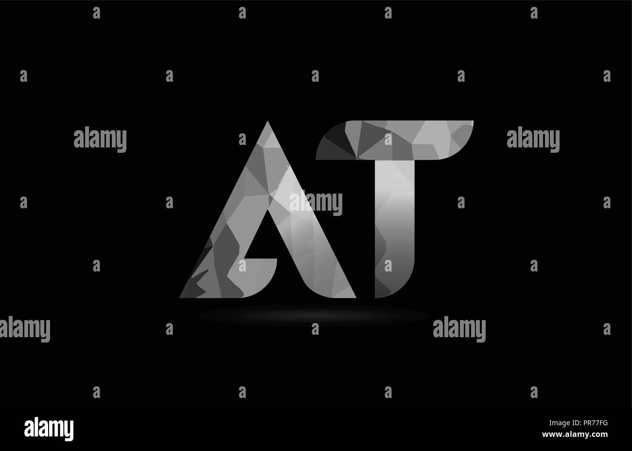 black and white alphabet letter at a t logo combination design suitable ...