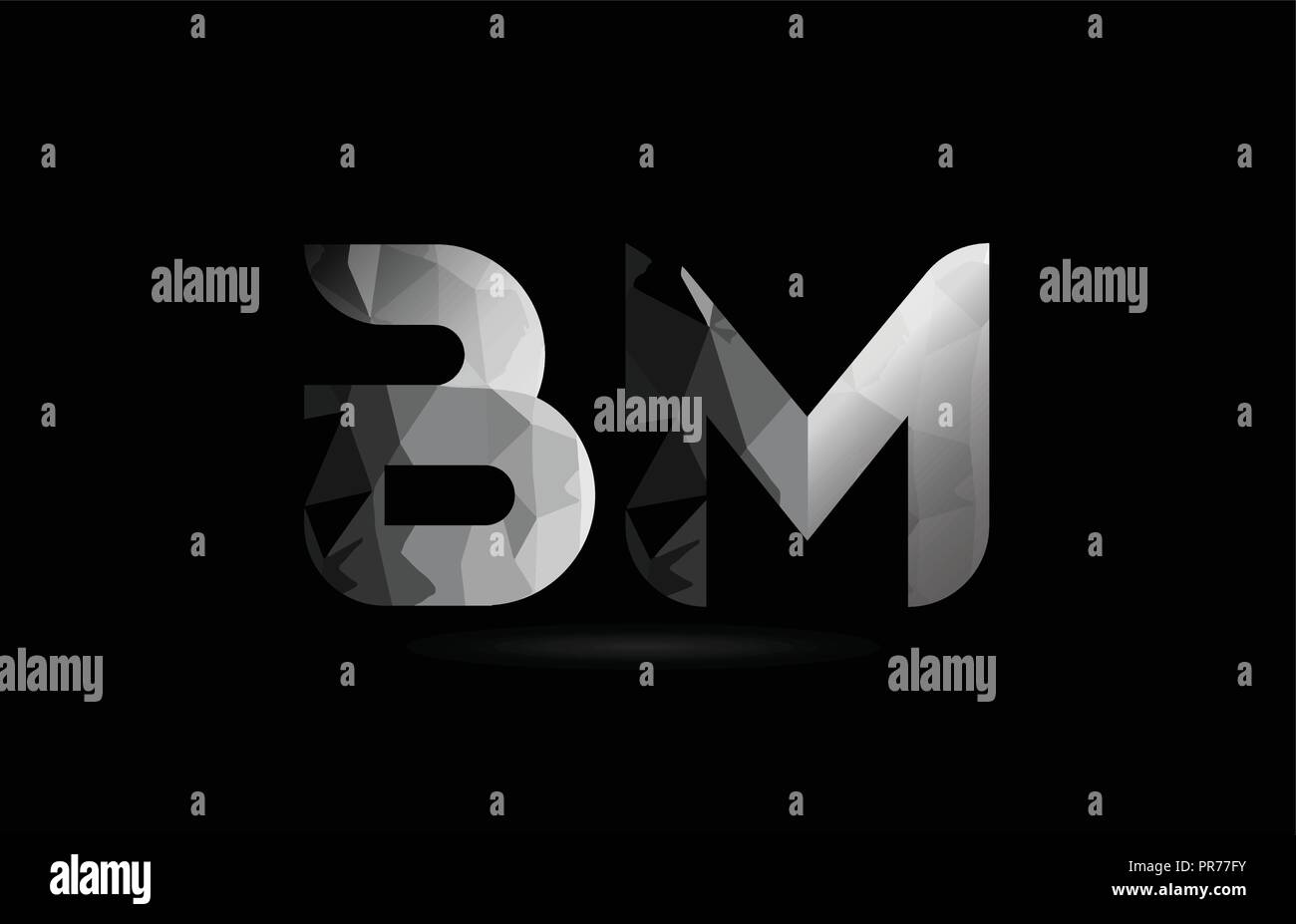 black and white alphabet letter bm b m logo combination design suitable for a company or business Stock Vector
