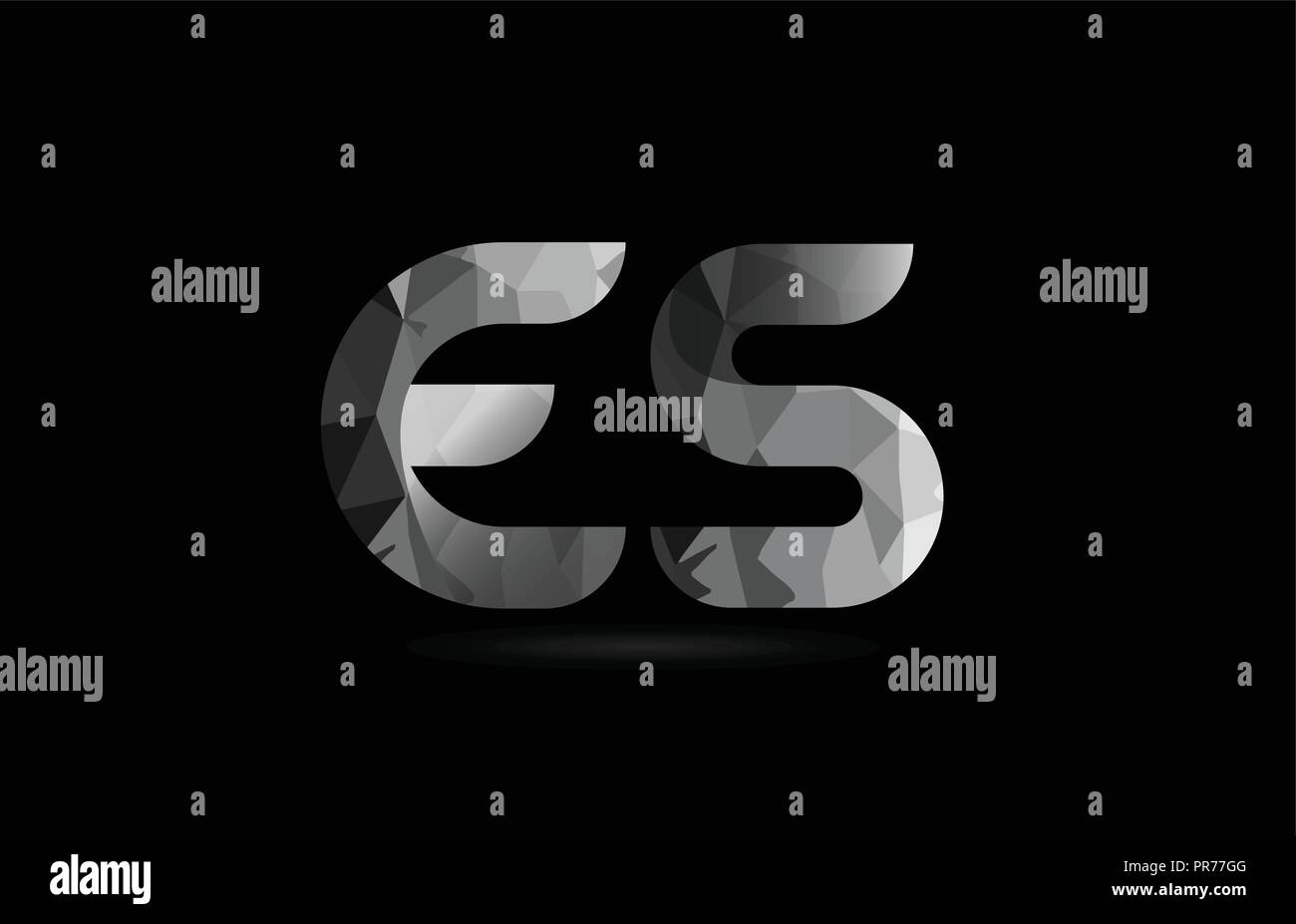 black and white alphabet letter es e s logo combination design suitable ...