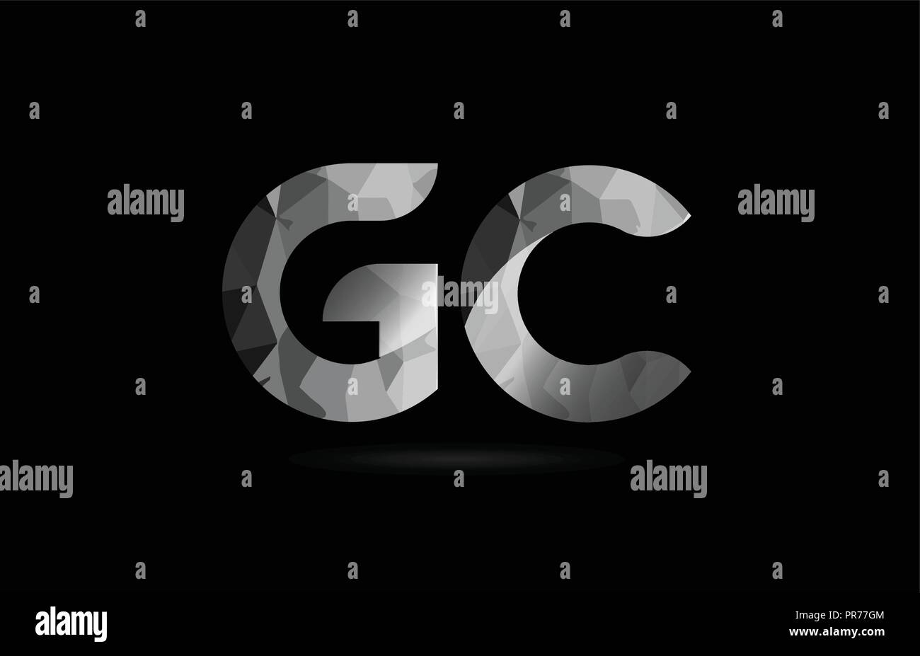 black and white alphabet letter gc g c logo combination design suitable ...